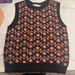 H&M Black and Pink Patterned Knit Vest